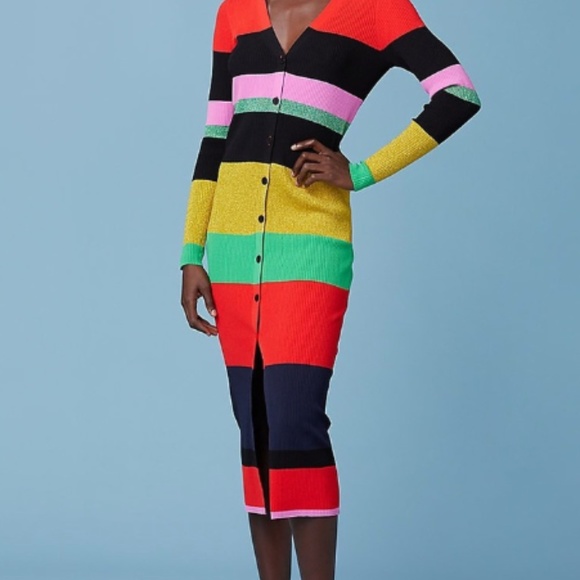 Dvf Finn Cardigan Striped Dress 